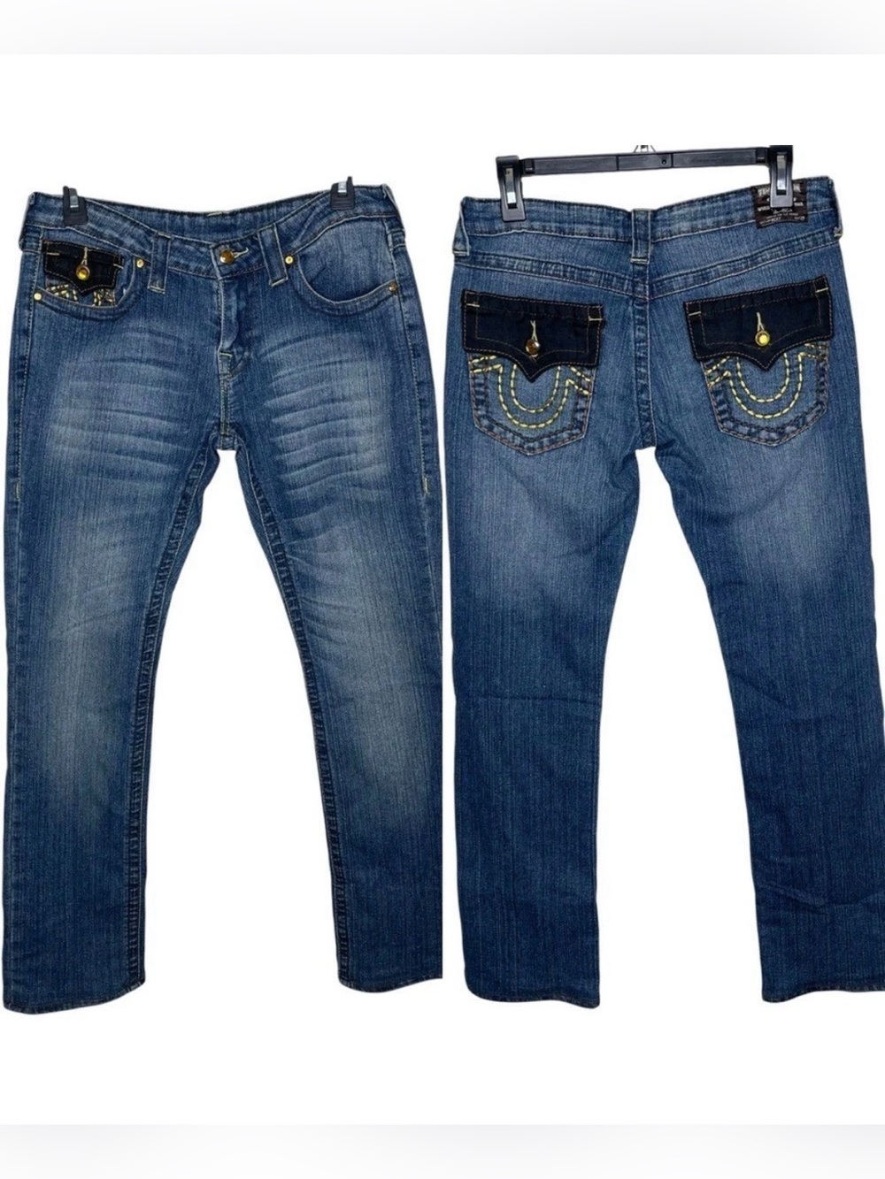 Vintage True Religion Ricky Straight Leg jeans with faceted buttons
